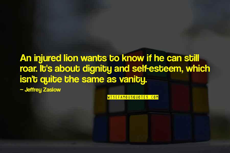 Epithany Quotes By Jeffrey Zaslow: An injured lion wants to know if he Epithany Quotes By Jeffrey Zaslow: An injured lion wants to know if he