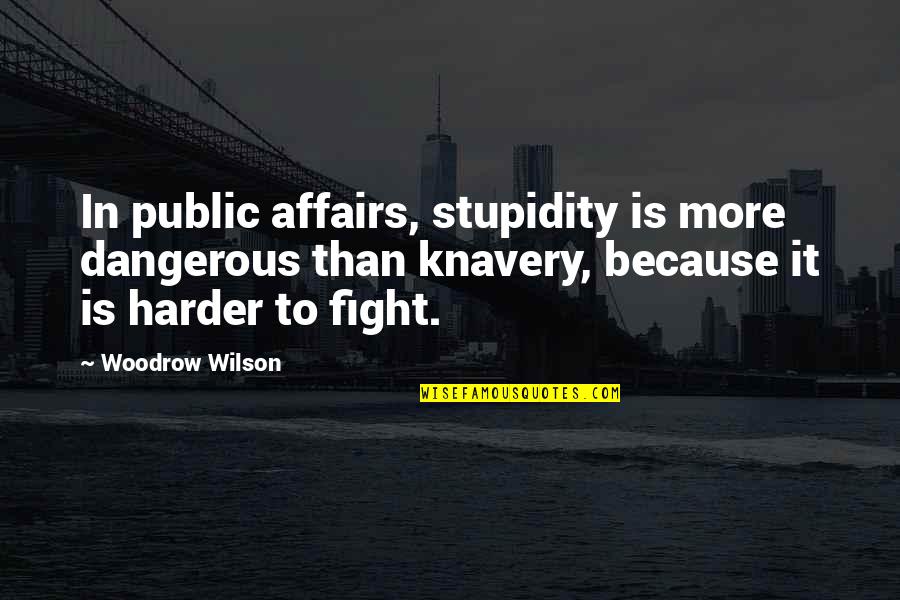 Epithany Quotes By Woodrow Wilson: In public affairs, stupidity is more dangerous than