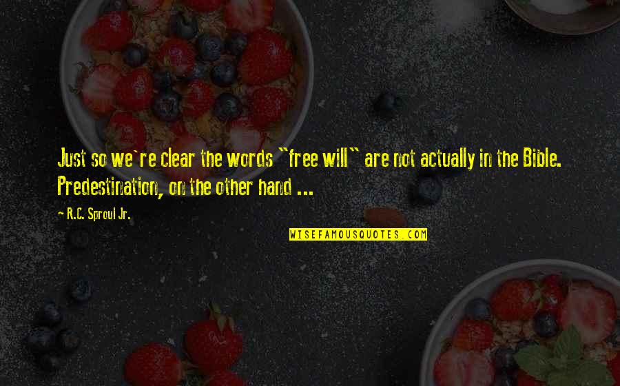Epitome Networks Quotes By R.C. Sproul Jr.: Just so we're clear the words "free will" Epitome Networks Quotes By R.C. Sproul Jr.: Just so we're clear the words "free will"