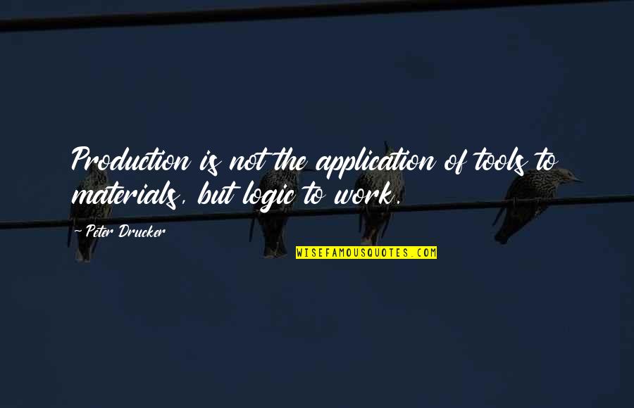 Epitomise Synonym Quotes By Peter Drucker: Production is not the application of tools to