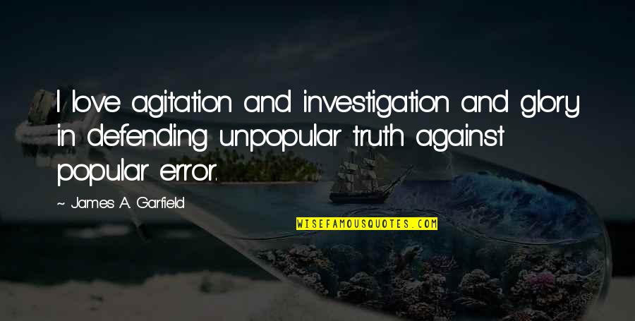 Eponymous Newborn Quotes By James A. Garfield: I love agitation and investigation and glory in
