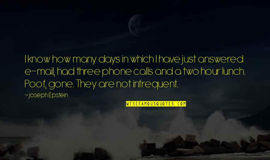 Epstein Quotes By Joseph Epstein: I know how many days in which I