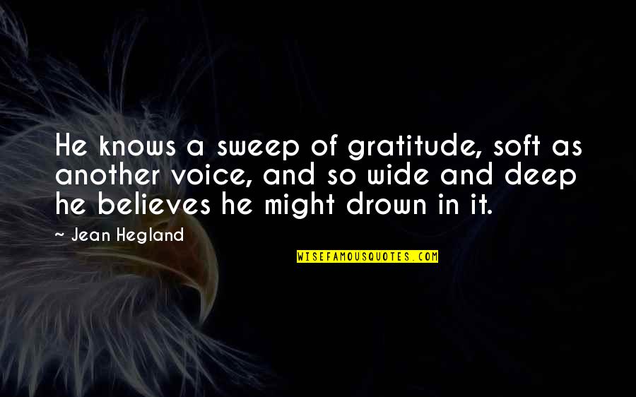 Epuipped Quotes By Jean Hegland: He knows a sweep of gratitude, soft as