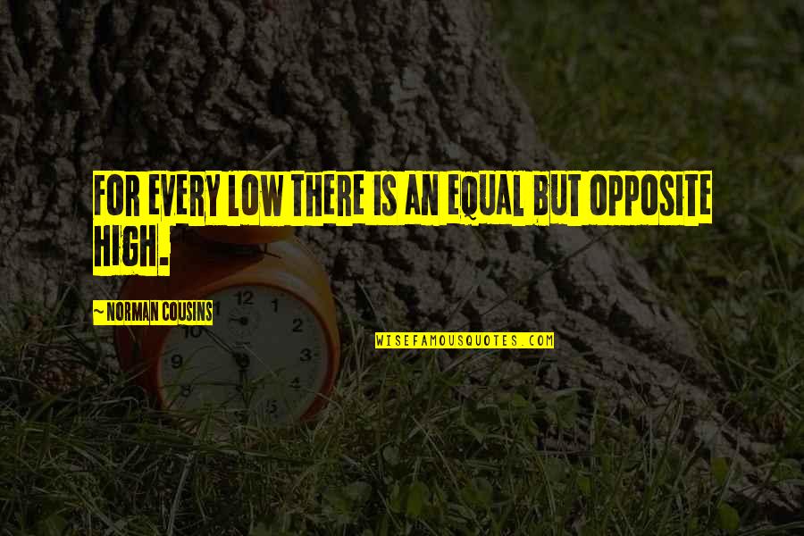 Equal And Opposite Quotes By Norman Cousins: For every low there is an equal but