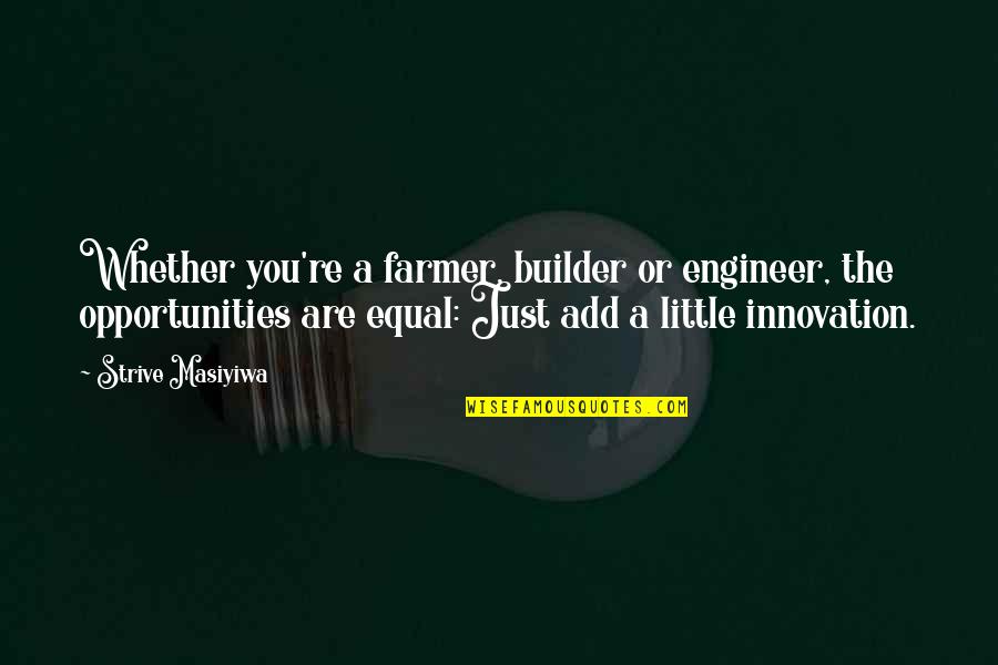 Equal Opportunities Quotes By Strive Masiyiwa: Whether you're a farmer, builder or engineer, the