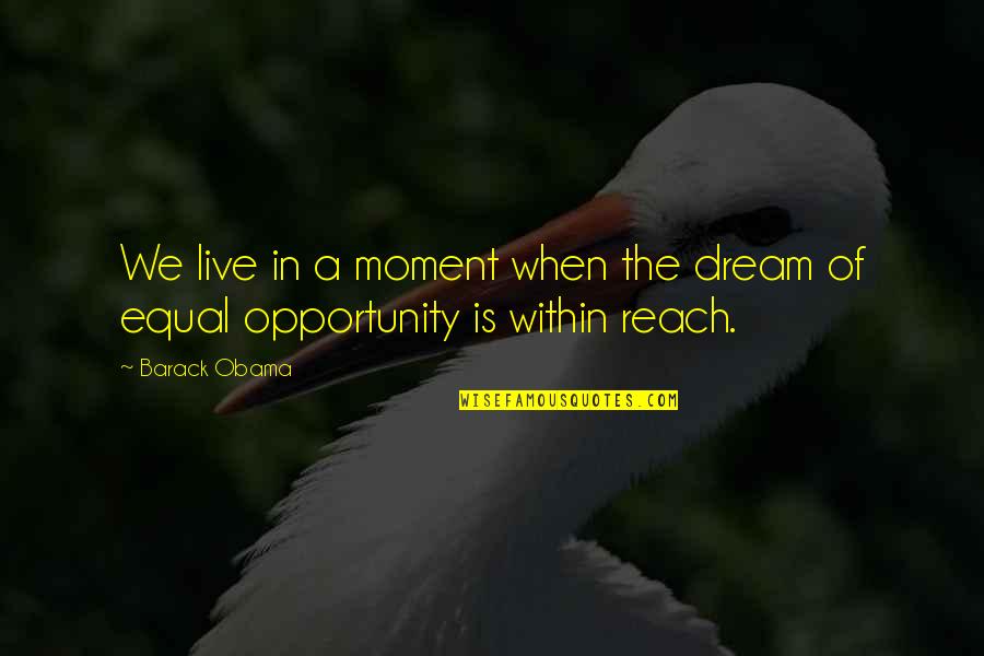 Equal Opportunity Quotes By Barack Obama: We live in a moment when the dream