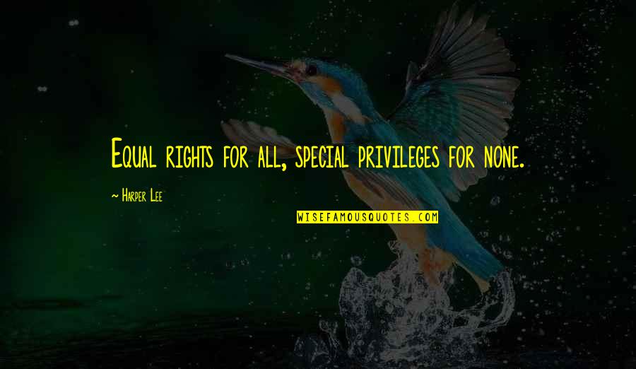 Equal Rights For All Quotes By Harper Lee: Equal rights for all, special privileges for none.