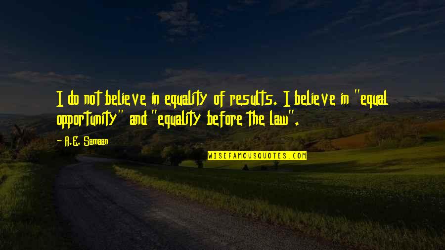 Equality Law Quotes By A.E. Samaan: I do not believe in equality of results.