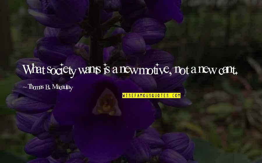 Equational Quotes By Thomas B. Macaulay: What society wants is a new motive, not