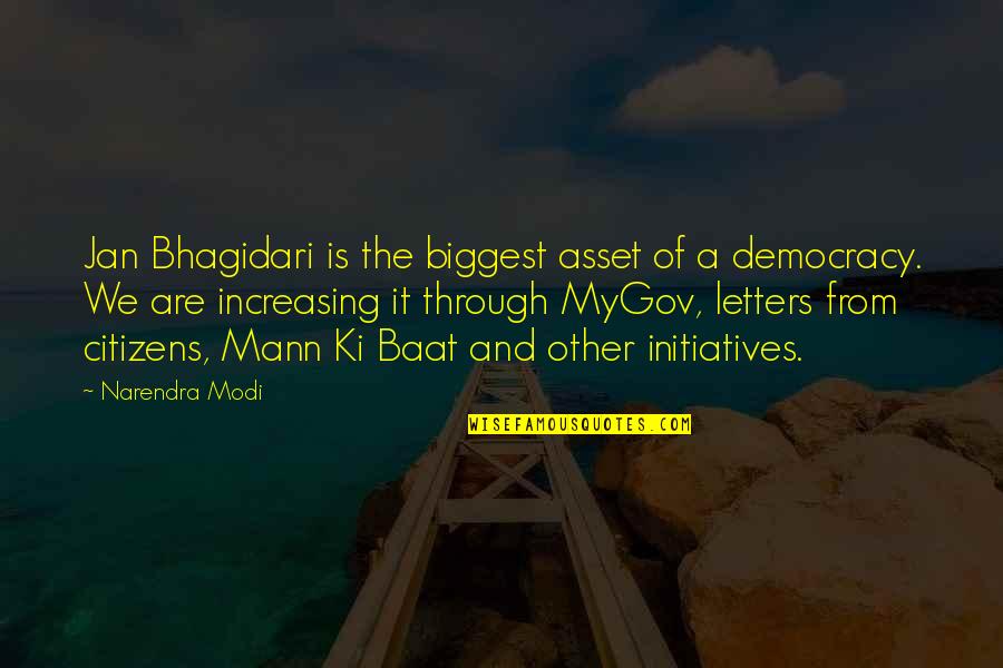 Equidistance Diagrams Quotes By Narendra Modi: Jan Bhagidari is the biggest asset of a