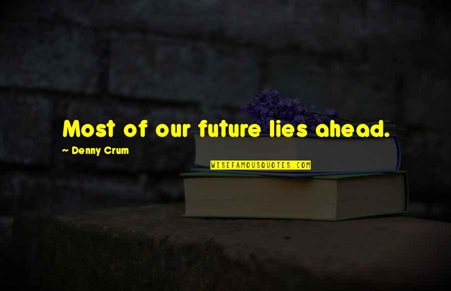 Equipping Others Quotes By Denny Crum: Most of our future lies ahead. Equipping Others Quotes By Denny Crum: Most of our future lies ahead.