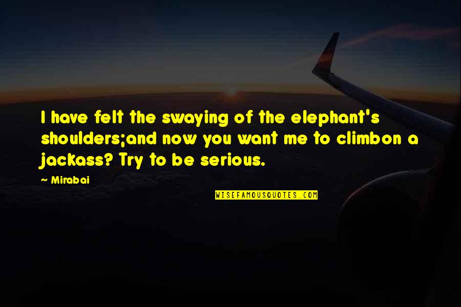 Equivocant Quotes By Mirabai: I have felt the swaying of the elephant's