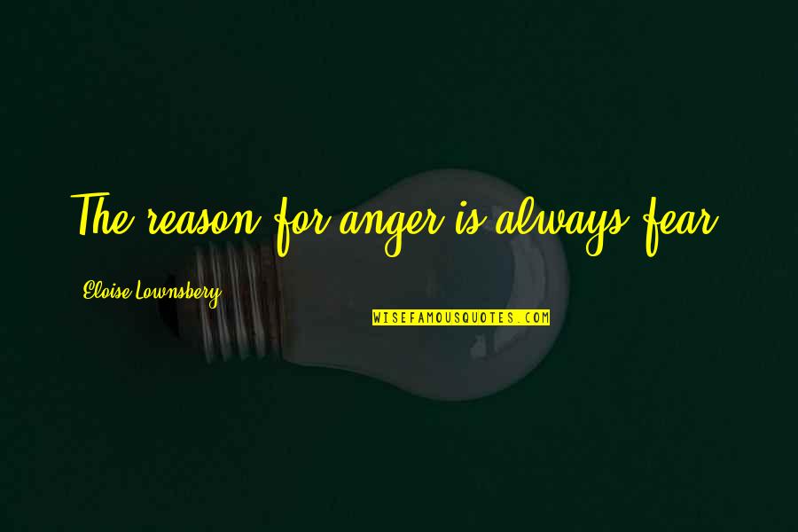 Eqyptian Quotes By Eloise Lownsbery: The reason for anger is always fear. Eqyptian Quotes By Eloise Lownsbery: The reason for anger is always fear.