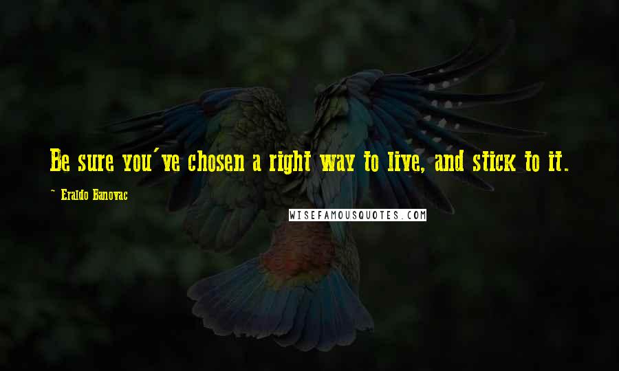 Eraldo Banovac quotes: Be sure you've chosen a right way to live, and stick to it.