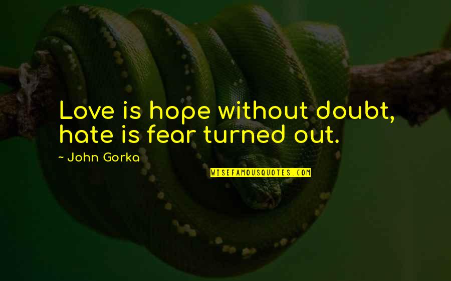 Erathosthenes Quotes By John Gorka: Love is hope without doubt, hate is fear