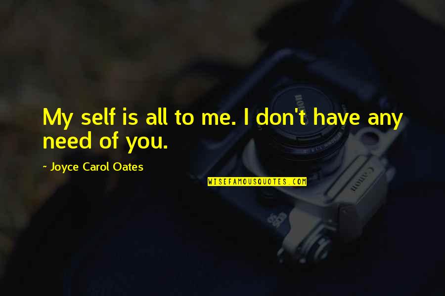 Erdemler Nelerdir Quotes By Joyce Carol Oates: My self is all to me. I don't Erdemler Nelerdir Quotes By Joyce Carol Oates: My self is all to me. I don't