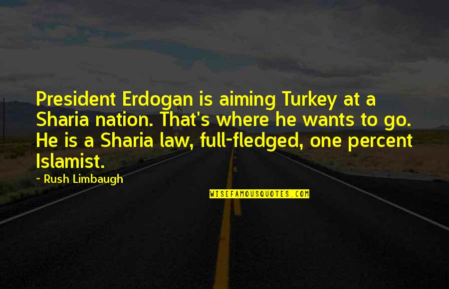 Erdogan Quotes By Rush Limbaugh: President Erdogan is aiming Turkey at a Sharia