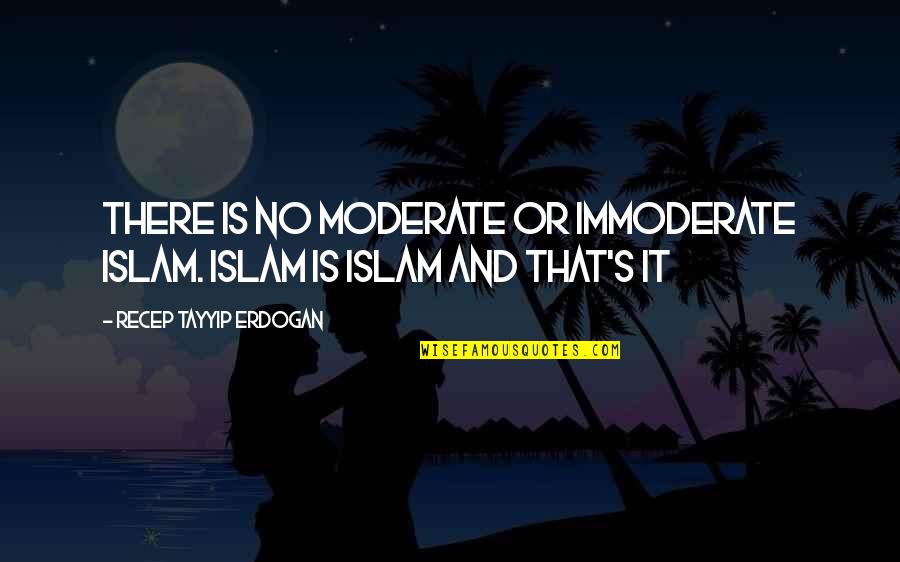 Erdogan's Quotes By Recep Tayyip Erdogan: There is no moderate or immoderate Islam. Islam