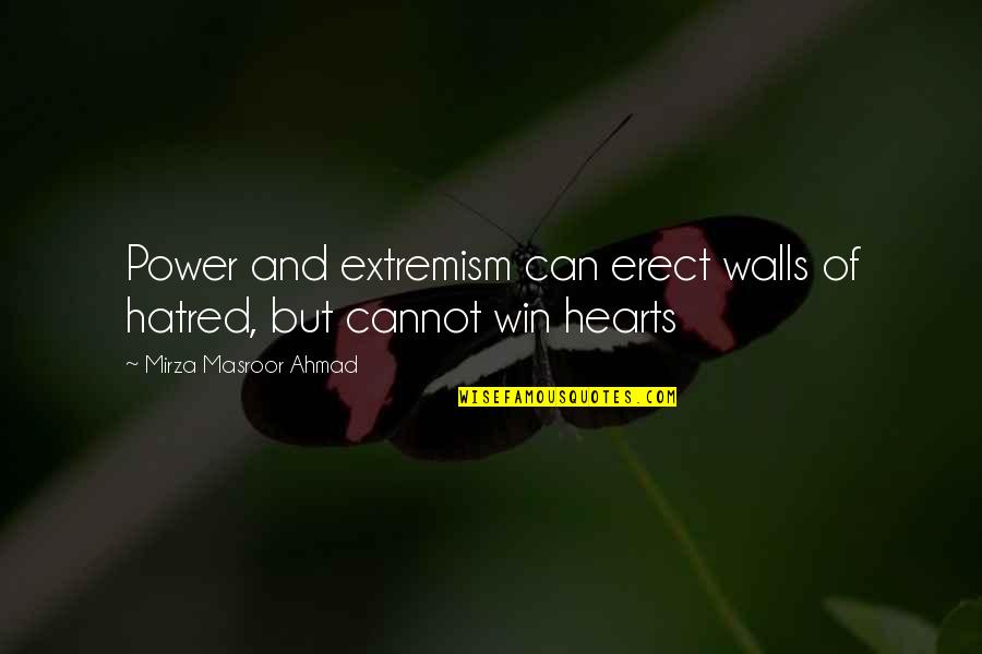 Erect Quotes By Mirza Masroor Ahmad: Power and extremism can erect walls of hatred,