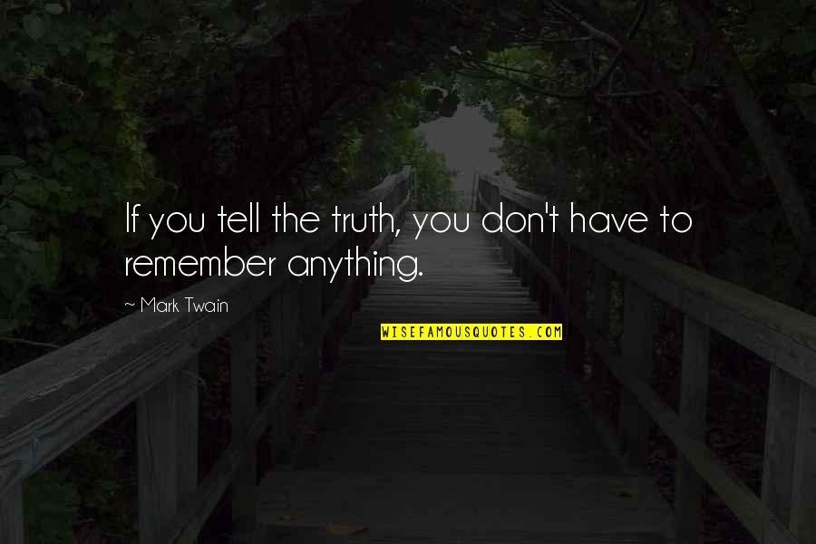 Erected Synonyms Quotes By Mark Twain: If you tell the truth, you don't have