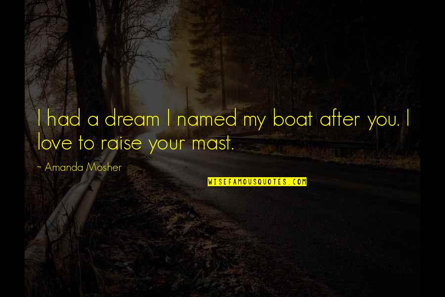 Erection Quotes By Amanda Mosher: I had a dream I named my boat