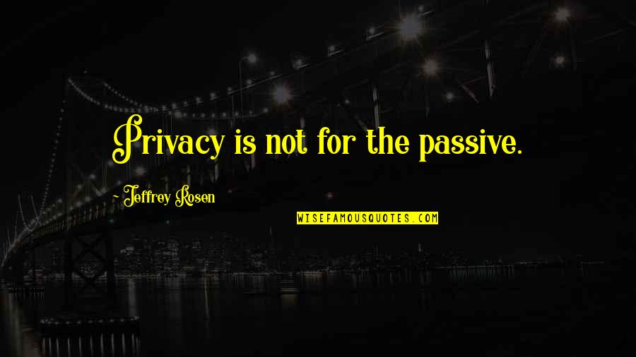 Erectus Quotes By Jeffrey Rosen: Privacy is not for the passive.