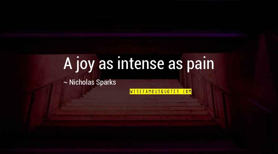 Erfan Hajy Quotes By Nicholas Sparks: A joy as intense as pain