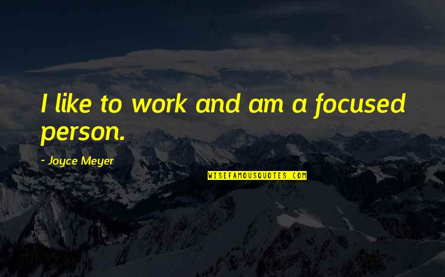 Ergani Quotes By Joyce Meyer: I like to work and am a focused