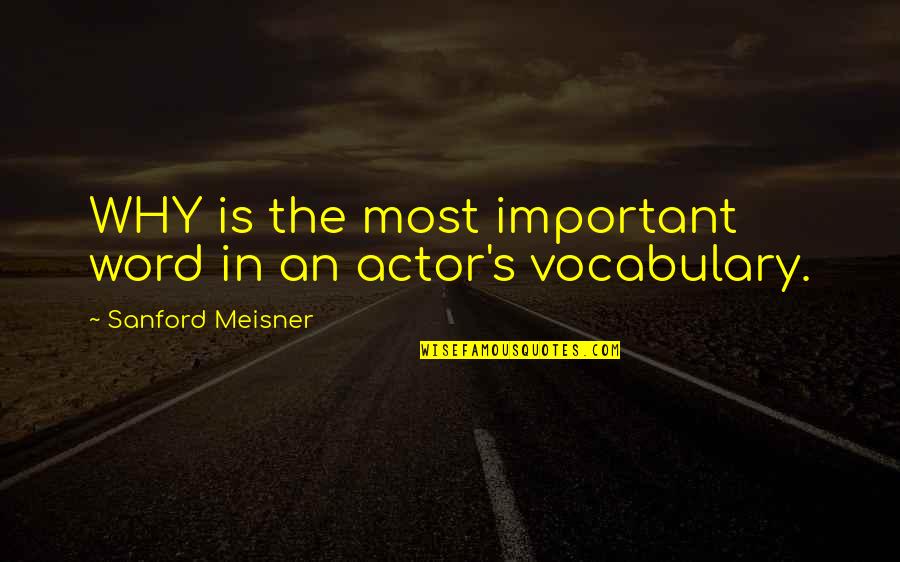 Eric Foreman Quotes By Sanford Meisner: WHY is the most important word in an Eric Foreman Quotes By Sanford Meisner: WHY is the most important word in an