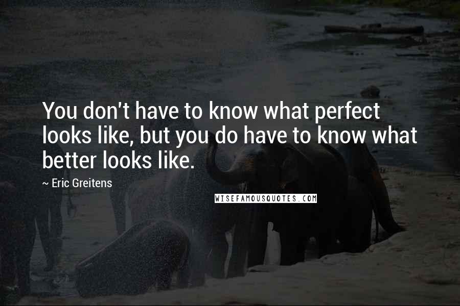 Eric Greitens quotes: You don't have to know what perfect looks like, but you do have to know what better looks like.