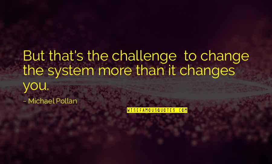 Eric Grzybowski Quotes By Michael Pollan: But that's the challenge to change the system