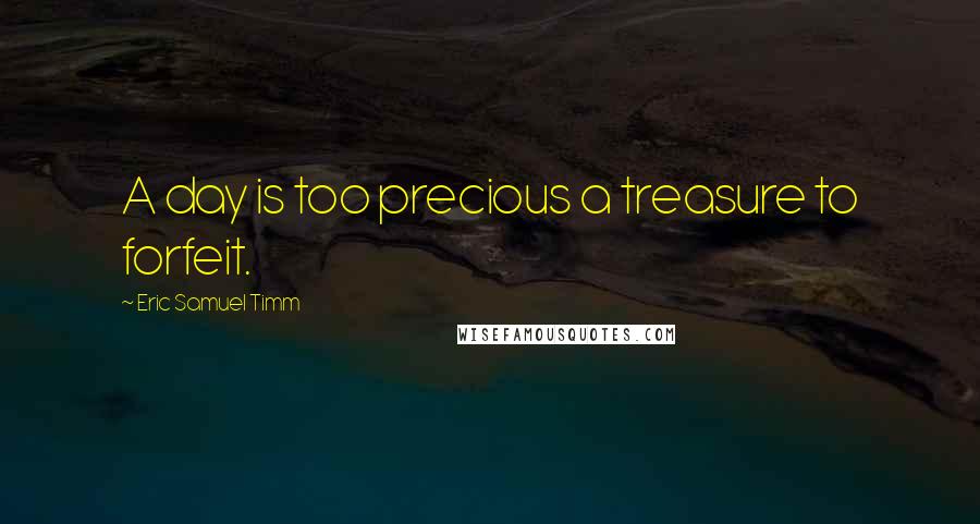 Eric Samuel Timm quotes: A day is too precious a treasure to forfeit.