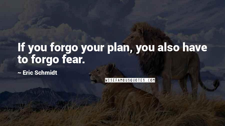 Eric Schmidt quotes: If you forgo your plan, you also have to forgo fear.