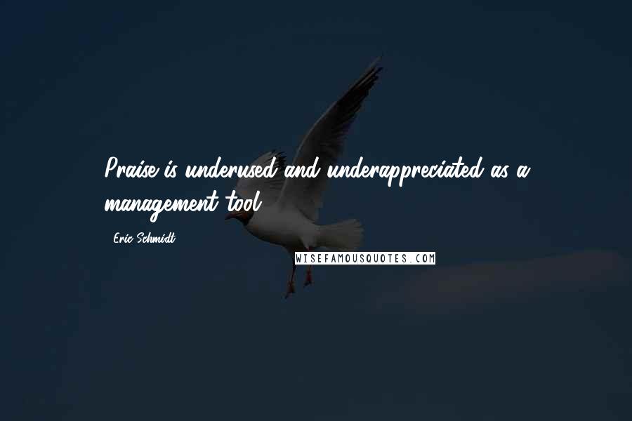 Eric Schmidt quotes: Praise is underused and underappreciated as a management tool.