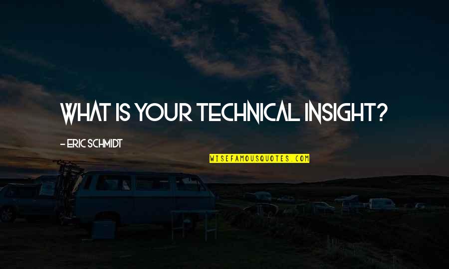Eric Schmidt Quotes By Eric Schmidt: What is your technical insight?