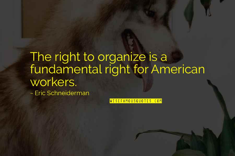 Eric Schneiderman Quotes By Eric Schneiderman: The right to organize is a fundamental right