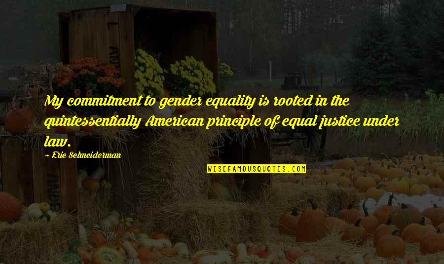 Eric Schneiderman Quotes By Eric Schneiderman: My commitment to gender equality is rooted in