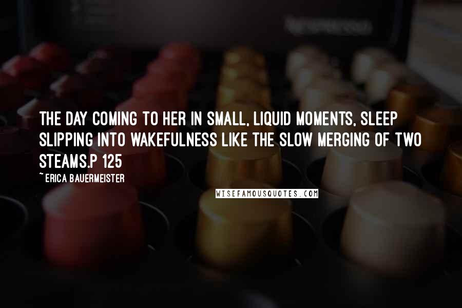 Erica Bauermeister quotes: The day coming to her in small, liquid moments, sleep slipping into wakefulness like the slow merging of two steams.p 125