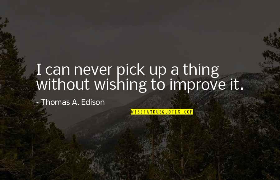 Erica E Goode Quotes By Thomas A. Edison: I can never pick up a thing without Erica E Goode Quotes By Thomas A. Edison: I can never pick up a thing without