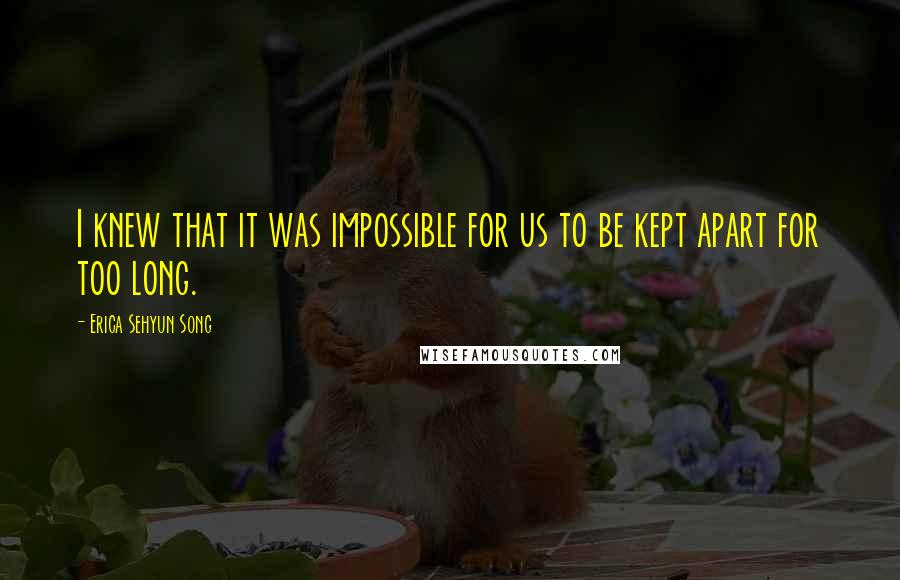 Erica Sehyun Song quotes: I knew that it was impossible for us to be kept apart for too long.