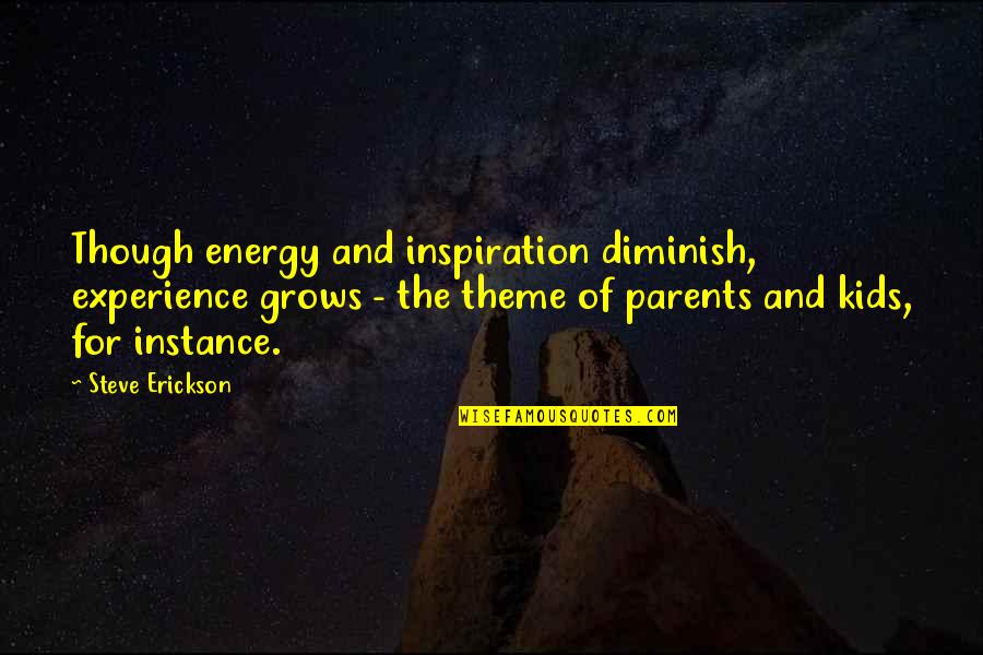 Erickson Quotes By Steve Erickson: Though energy and inspiration diminish, experience grows - Erickson Quotes By Steve Erickson: Though energy and inspiration diminish, experience grows -