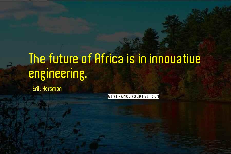 Erik Hersman quotes: The future of Africa is in innovative engineering.