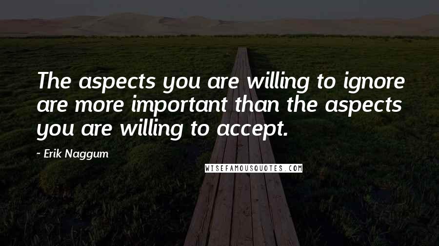 Erik Naggum quotes: The aspects you are willing to ignore are more important than the aspects you are willing to accept.