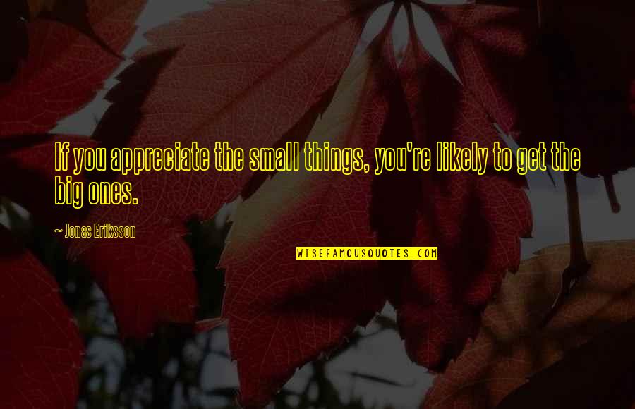 Eriksson Quotes By Jonas Eriksson: If you appreciate the small things, you're likely