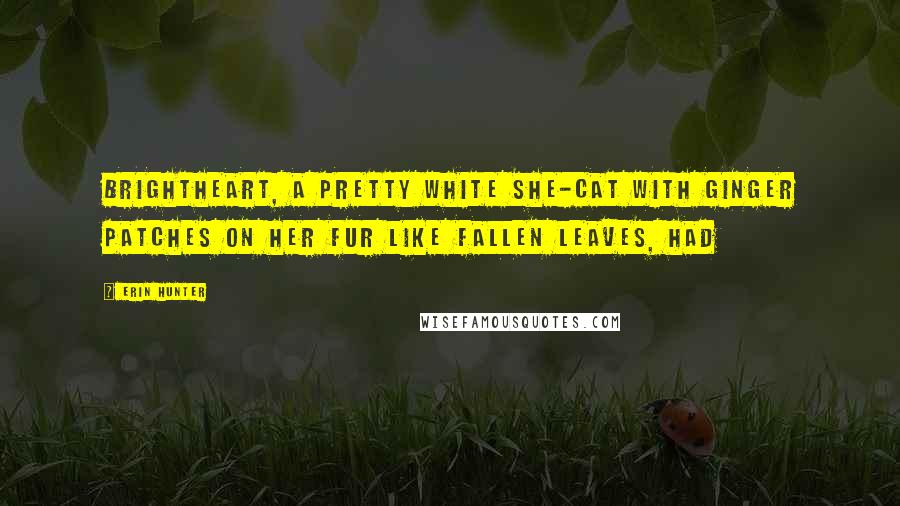 Erin Hunter quotes: Brightheart, a pretty white she-cat with ginger patches on her fur like fallen leaves, had