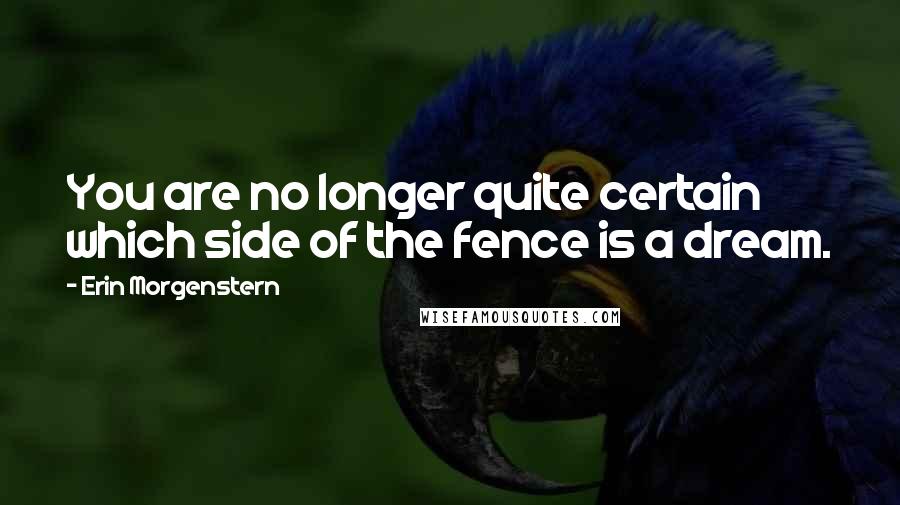 Erin Morgenstern quotes: You are no longer quite certain which side of the fence is a dream.