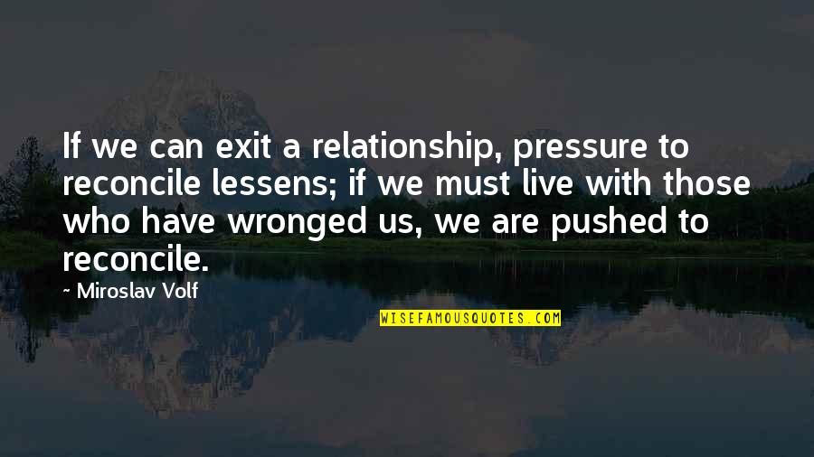 Erins Edge Quotes By Miroslav Volf: If we can exit a relationship, pressure to