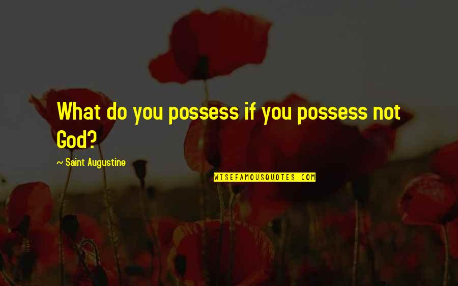 Erleben Erfahren Quotes By Saint Augustine: What do you possess if you possess not