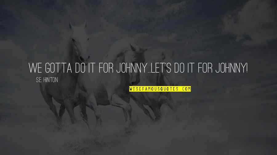 Erma Bombeck Cleaning Quotes By S.E. Hinton: We gotta do it for Johnny...Let's do it