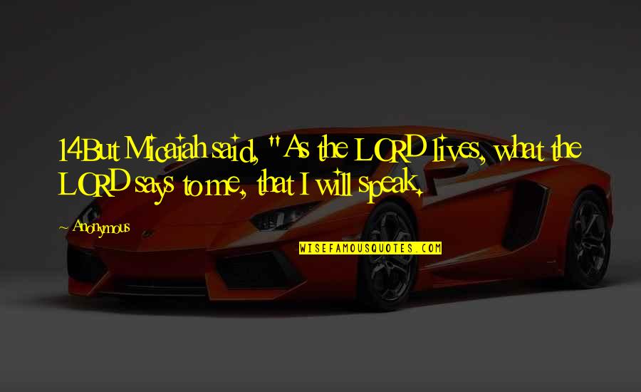 Ermahnung Quotes By Anonymous: 14But Micaiah said, "As the LORD lives, what